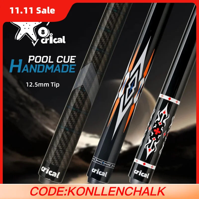 

Кий для пула из углеродного волокна Critical с наконечником 12,5 мм, 3/8*8 штифтом для 58-дюймового бильярдного кия с низким отклонением