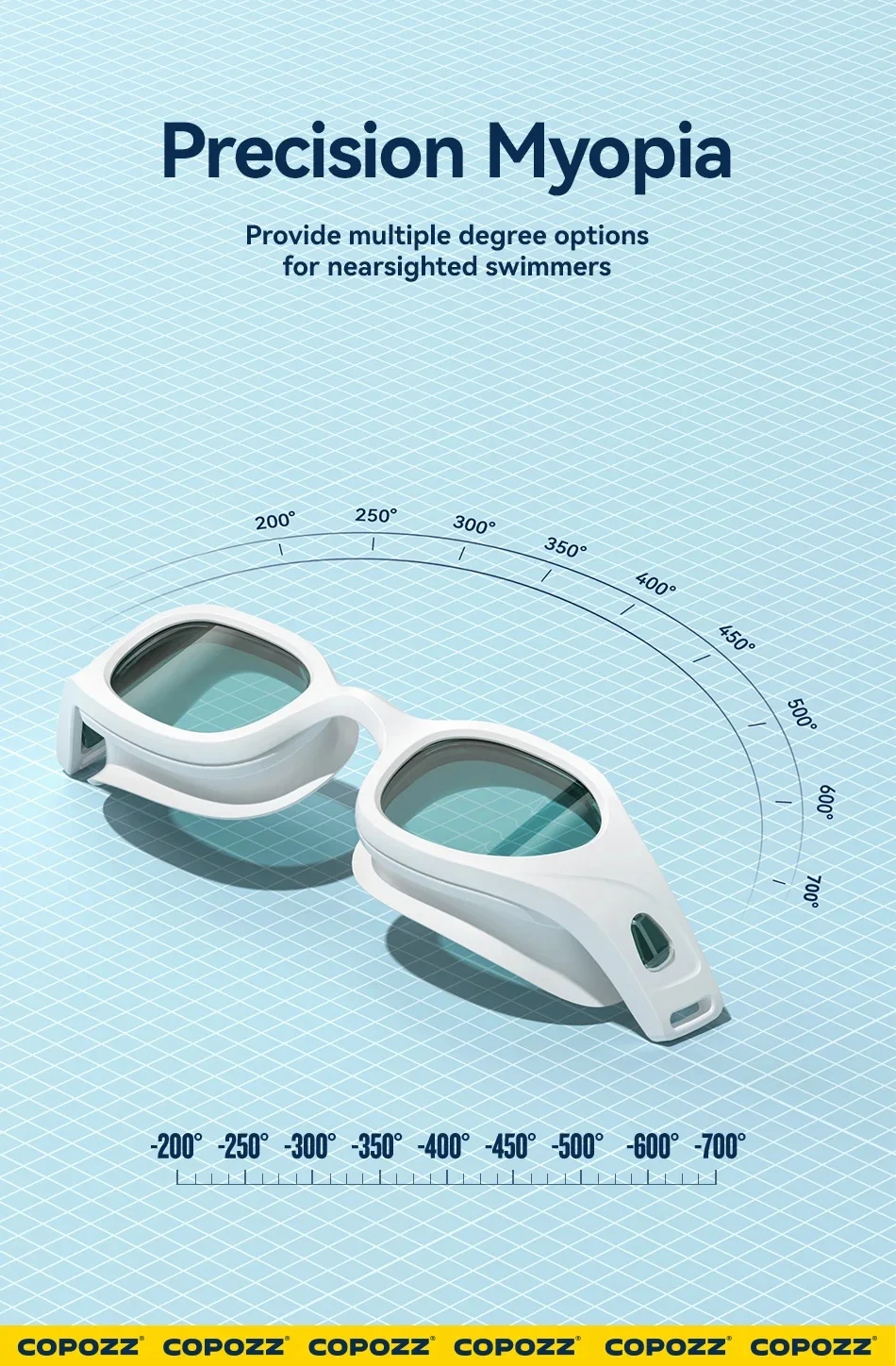 COPOZZ Myopie-Schwimmbrille – 2 bis -7, optische Schwimmbrille mit Etui, verschreibungspflichtige, wasserdichte Anti-Beschlag-Schwimmbrille für Erwachsene – Detail 1