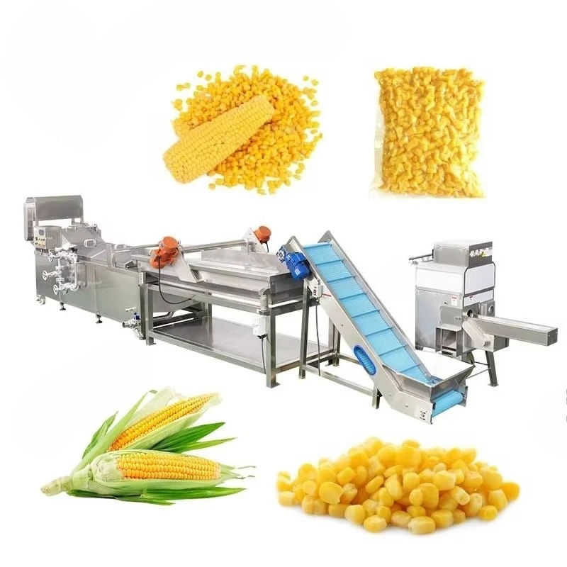 Small Scale Kernel Processing Fresh Corn Threshing Blanching Dewatering Machine Sweet Corn Production Line