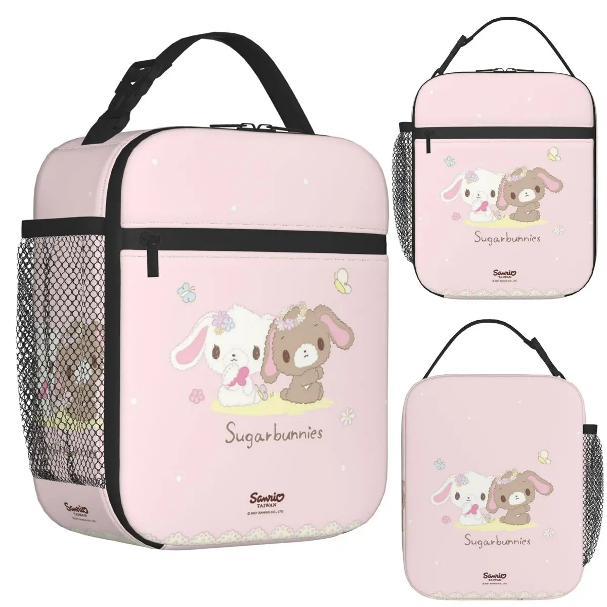 S-Sugarbunnies Anime Cartoon Insulated Lunch Bag for Women Bento Storage Food Boxes Container Cooler Thermal Lunch Box Tote