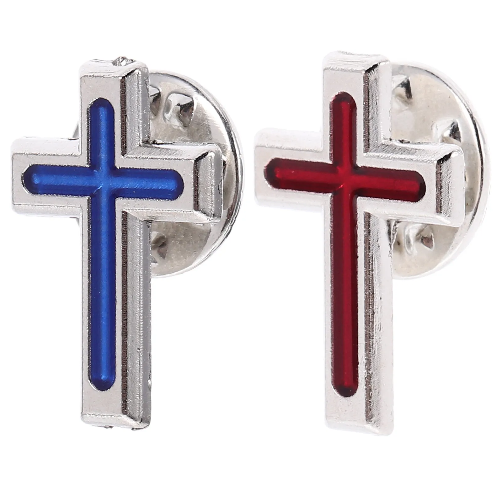 2Pcs Holy Communion Brooch Cross Lapel Pin Elegant Religious Suit Pin Christian Cross Jesus Decorative Brooch for Baptism