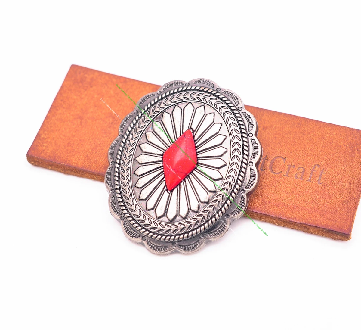 Dw2336 6pcs antikes Silber indische ethnische Sonnenblume Türkis Western Concho Gürtel Leder handwerk Handtasche oval Concho Knopf Dekor – Detail 12