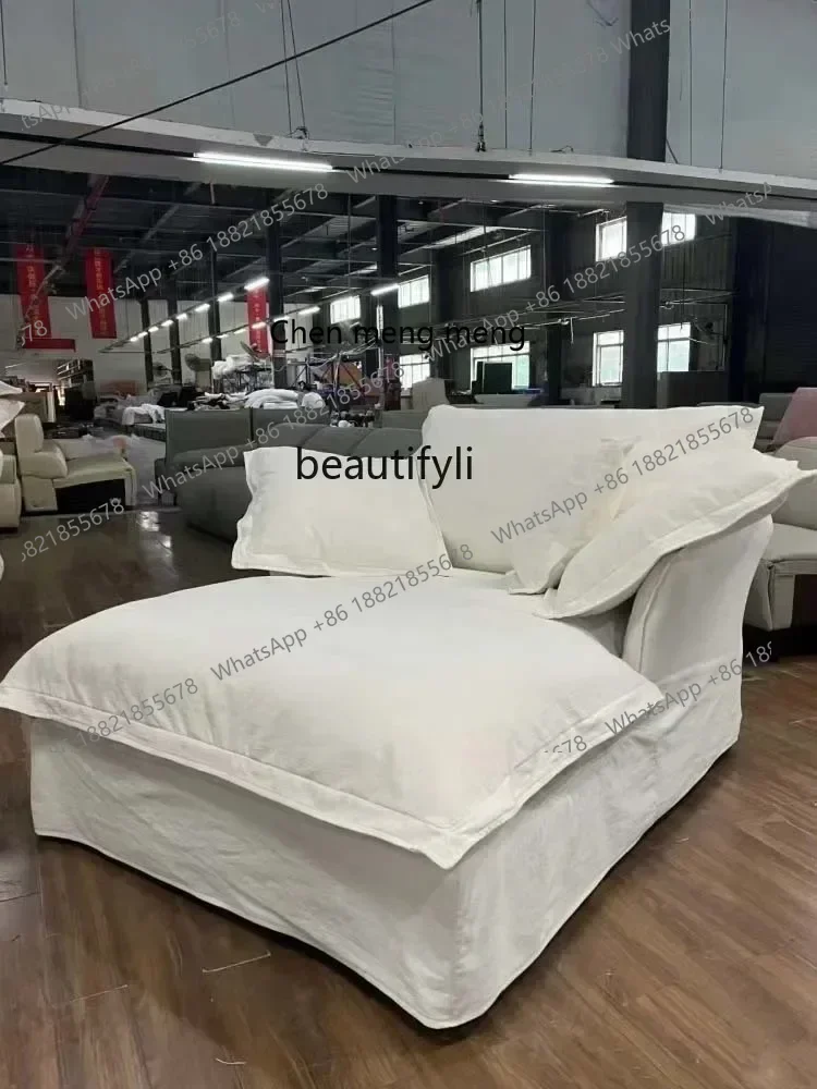 New arrive Nordic Simple Skin-Friendly Cotton and Linen Fabric Straight Row Sofa  Removable and Washable Silent Style Bedroom Ch