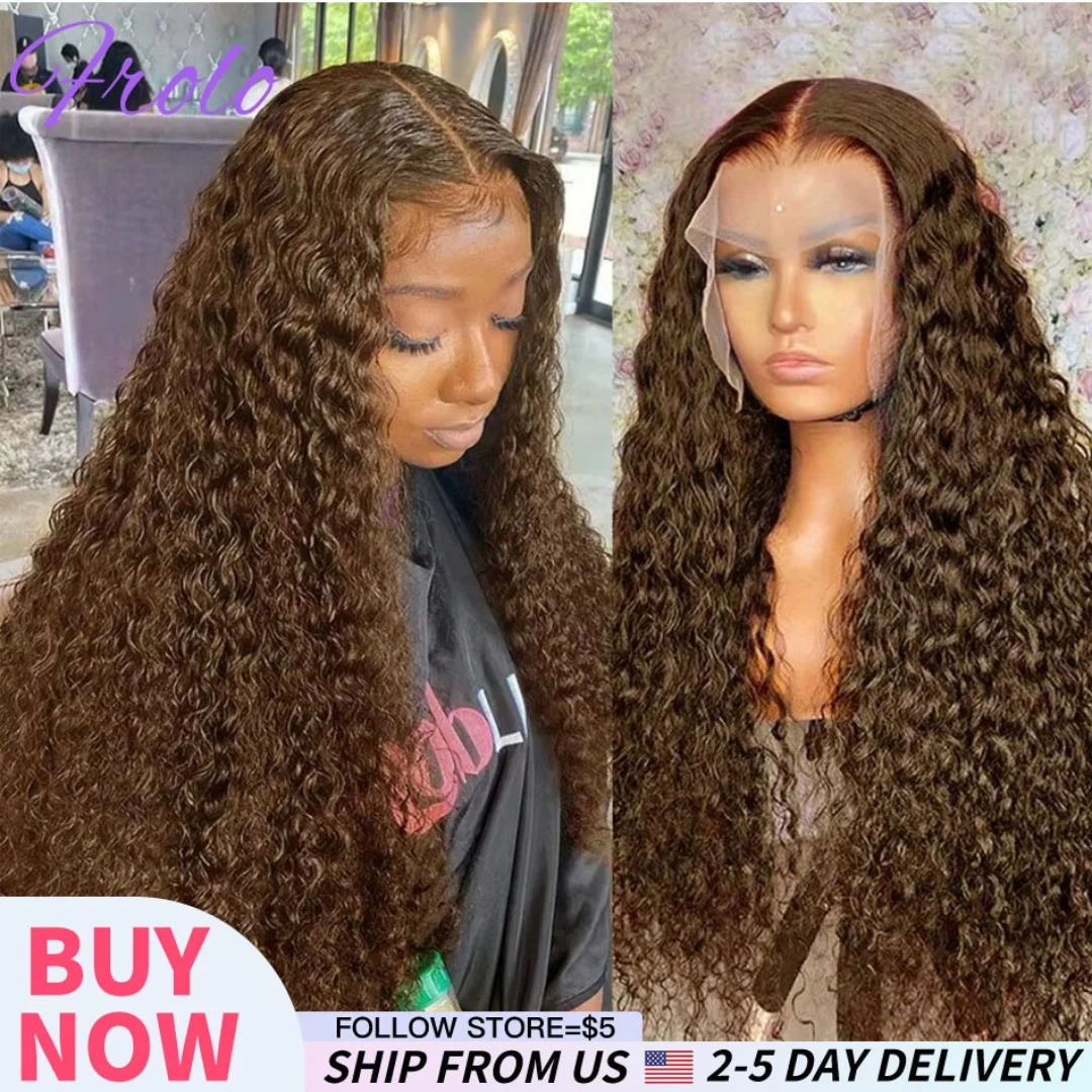 

Кудрявые парики из 100% натуральных человеческих волос, шоколадно-коричневые, плотность 210, 30-36 дюймов, цветные, бразильские, 13x6, глубокая волна, HD кружевной фронтальный парик для женщин