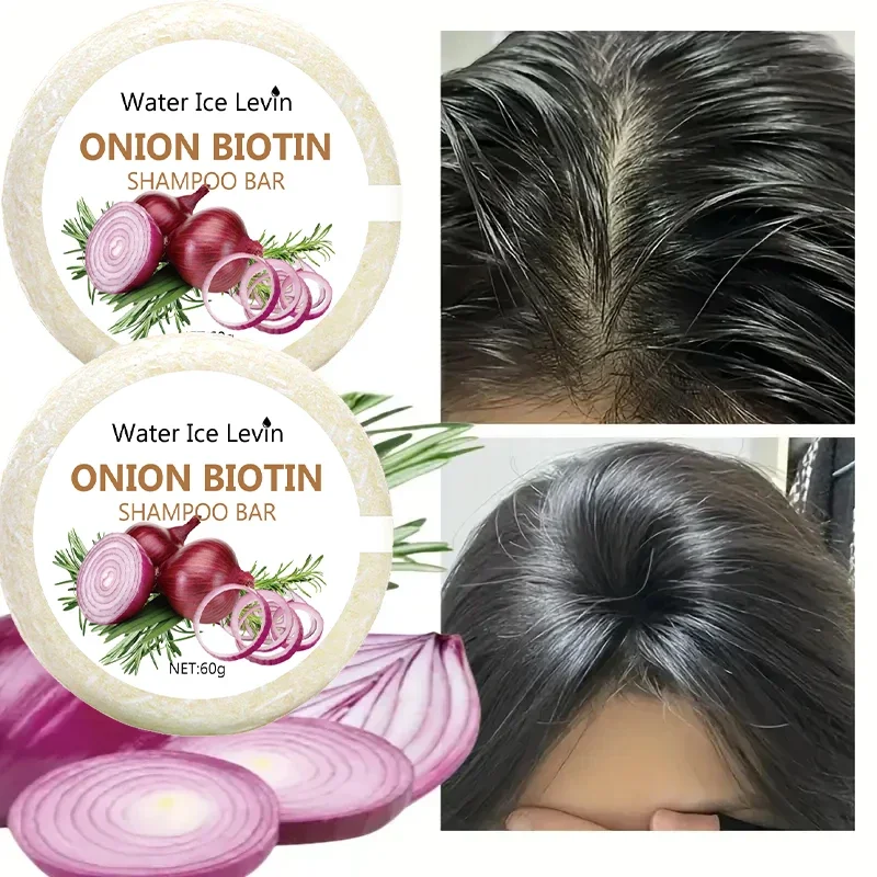 

60g Onion And Biotin Shampoo Soap for All Hair Types Moisturizing Smoothing Rich in Rosemary Extract Hair Care Product