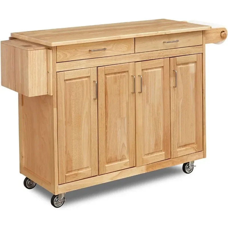 

Homestyles General Line Kitchen Mobile Cart with Drop Leaf Breakfast Bar, Natural Hardwood