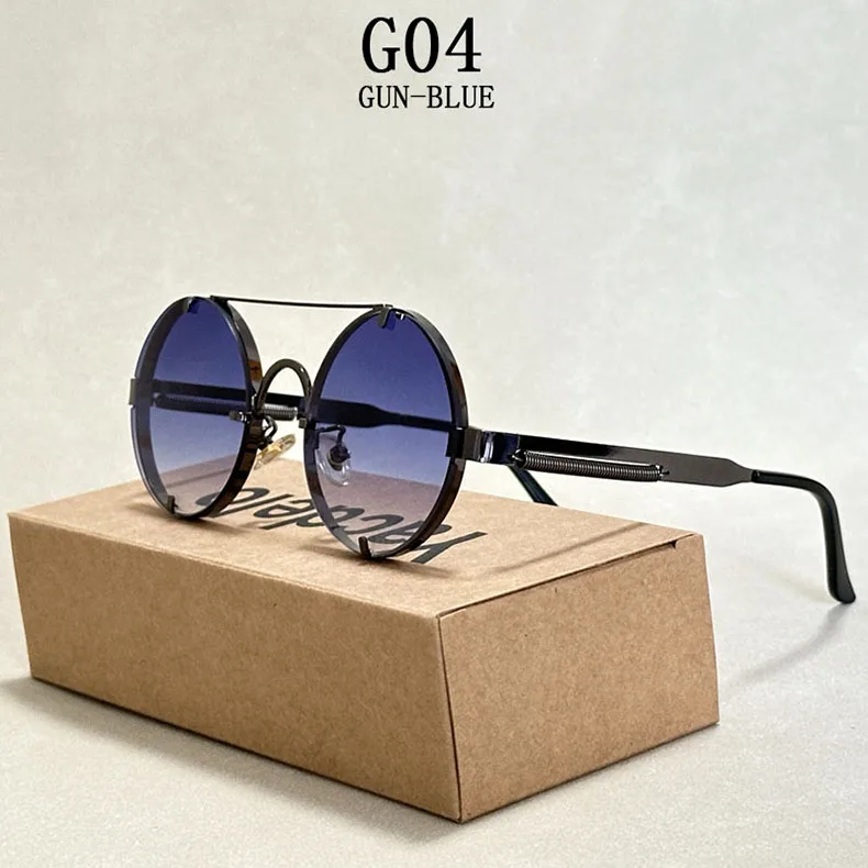 Runde Steampunk Sonnenbrille Für Männer Modische Punk Sonnenbrille Frauen Trendy Vintage Mode Gläser Retro Gafas De Sol Hombre – Detail 4