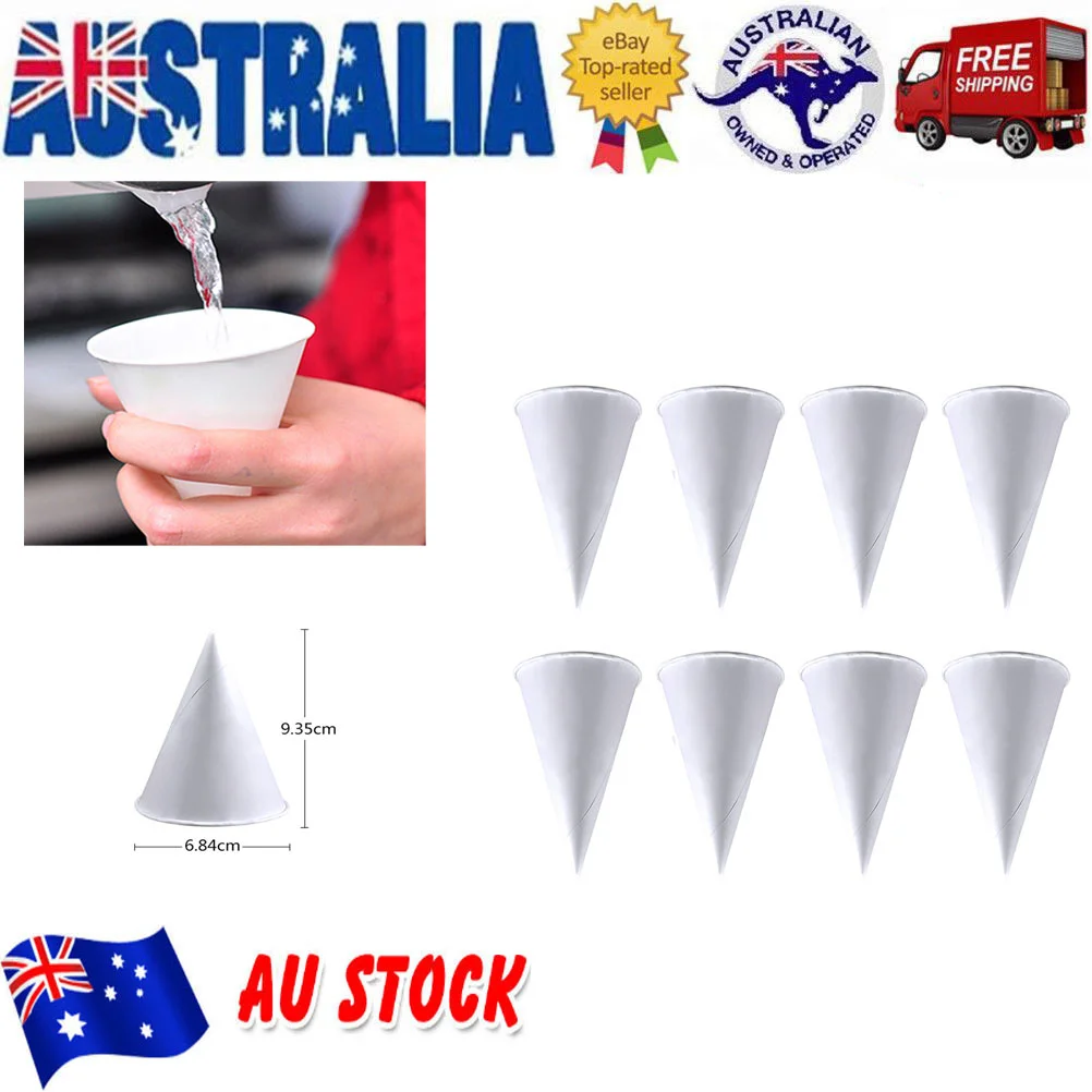 200PCS 37oz Disposable Cone Water Cups Paper Funnel Cups Snow Cone Cups - White paper drinking cup cone drinking cup