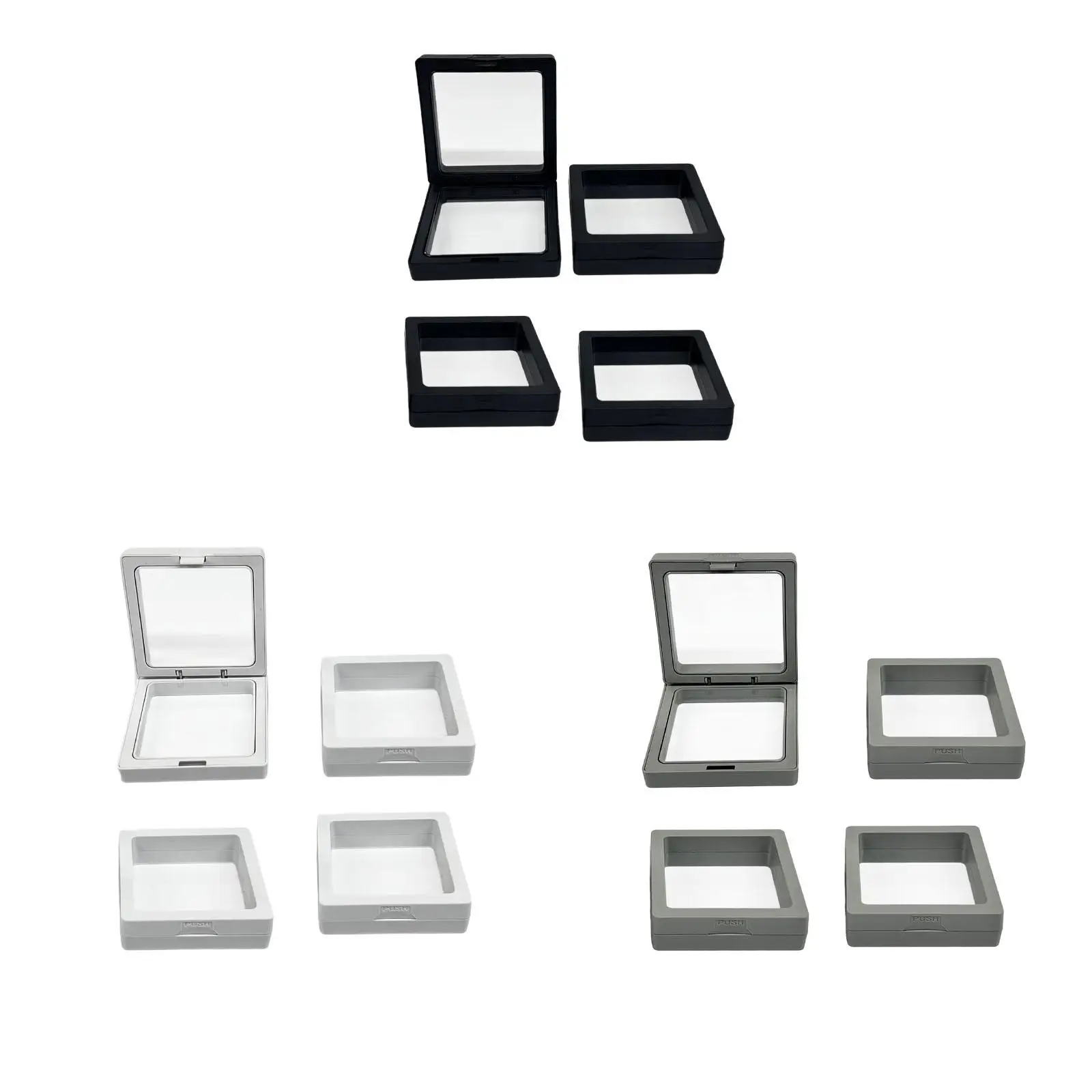 4 Pieces Floating Display Case for Earrings Rings Medallions Specimens Chip