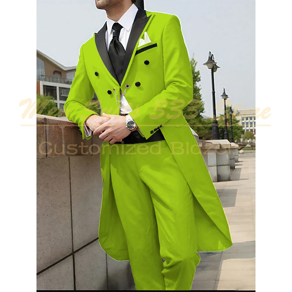 

Formal Men's Suits High Quality Blazer Elegant Wedding Tuxedos Solid Color Double Breasted Black Peak Lapel 2 Piece Jacket Pants