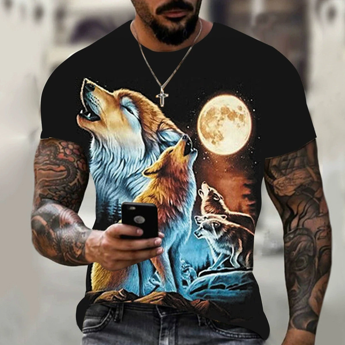 Impressão 3d lobo/leão causal roupas nova moda masculina mulher camiseta plus size S-7XL verão streetwear vintage harajuku