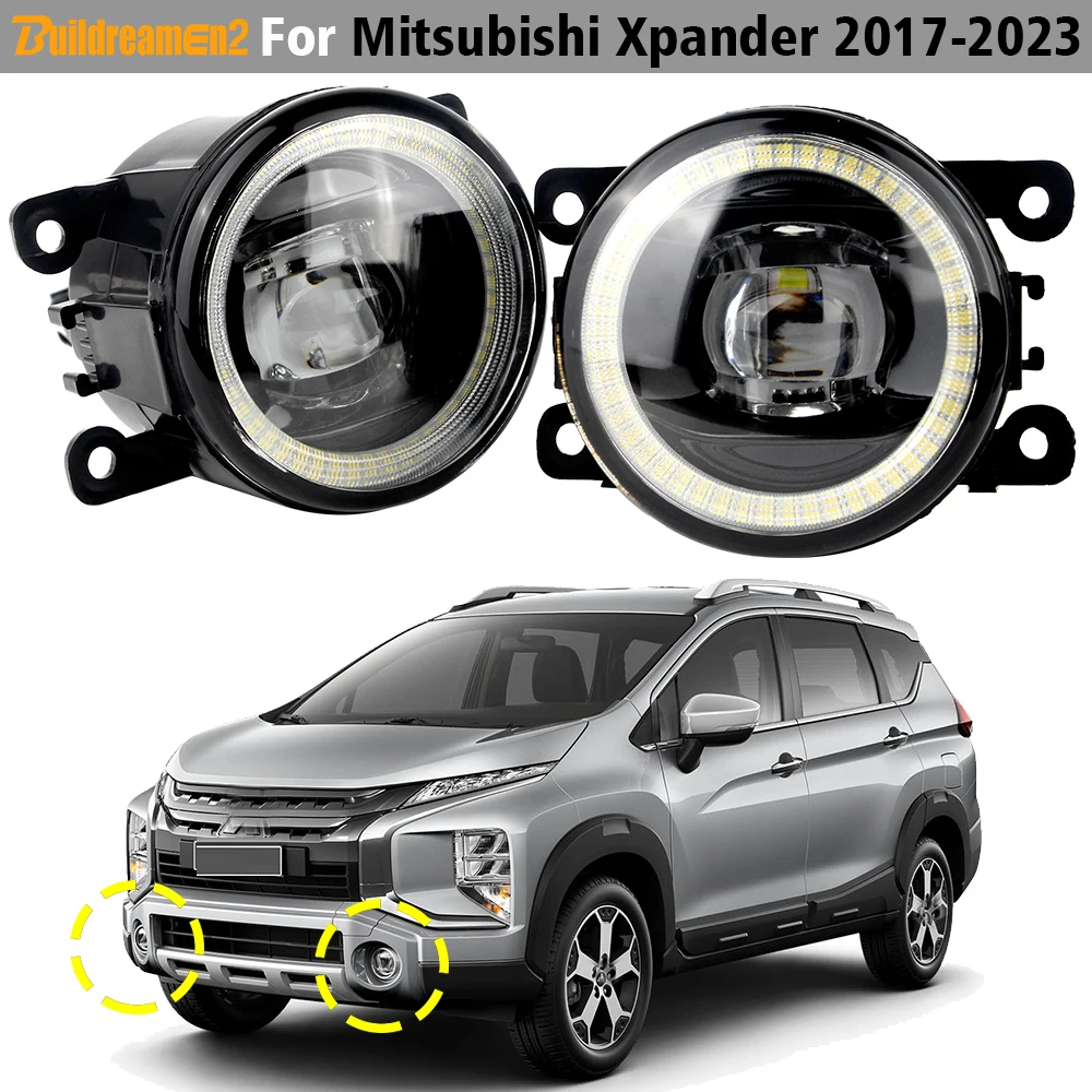 30W Car Styling LED Lens Fog Light Angel Eye Daytime Running Lamp DRL For Mitsubishi Xpander 2017 2018 2019 2020 2021 2022 2023