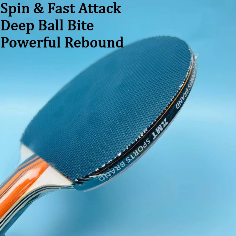 Professional 5 Wood 2 Carbon Table Tennis Racket | Red Inverted&Black Pips-out Rubber | Long Handle Bat for Chopping & Attacking