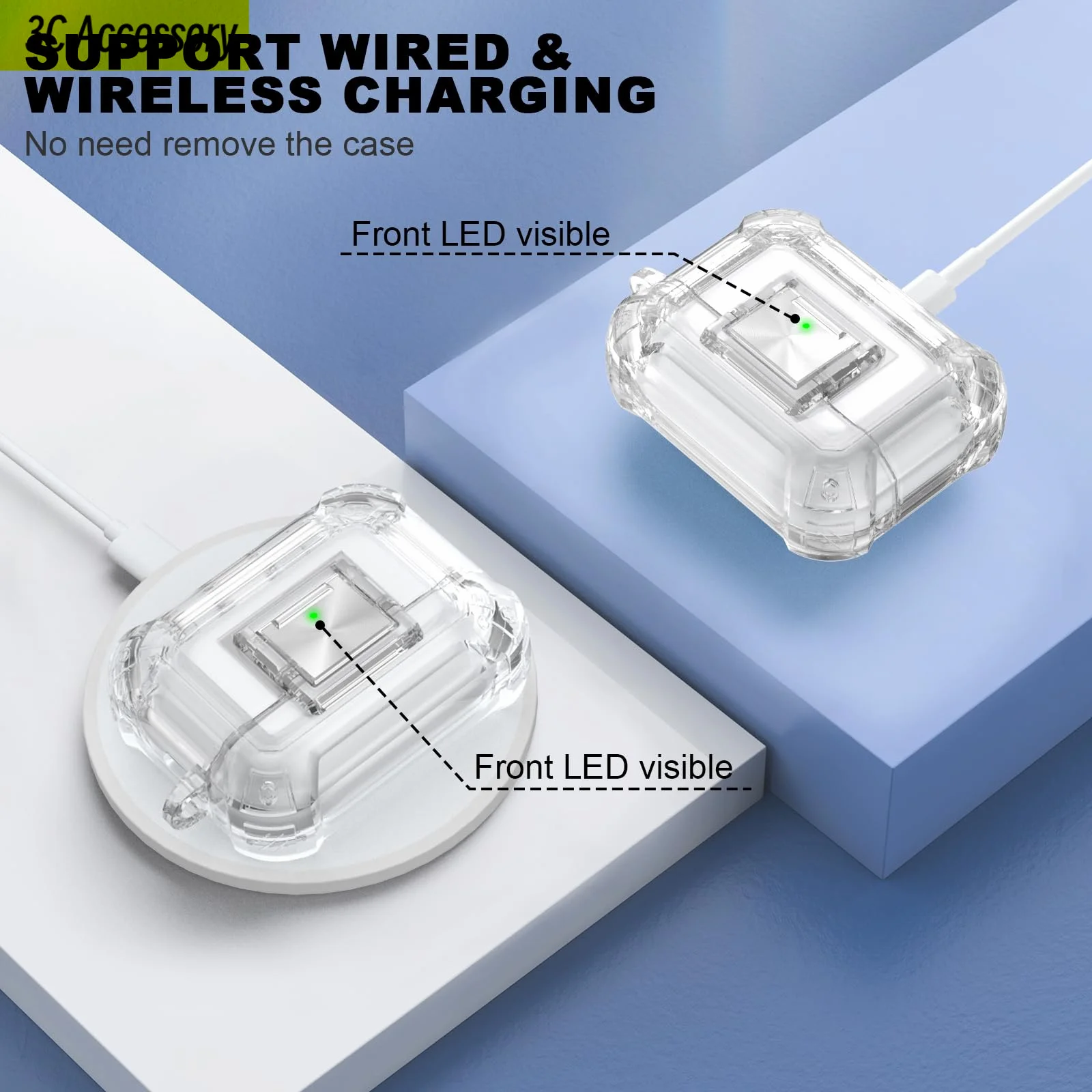 Bezpieczna osłona z zamkiem do AirPods 4/Pro/Pro 2, akcesoria do słuchawek z zestawem do czyszczenia/sznurkiem/breloczkiem do Air Pods 4, przezroczysta osłona
