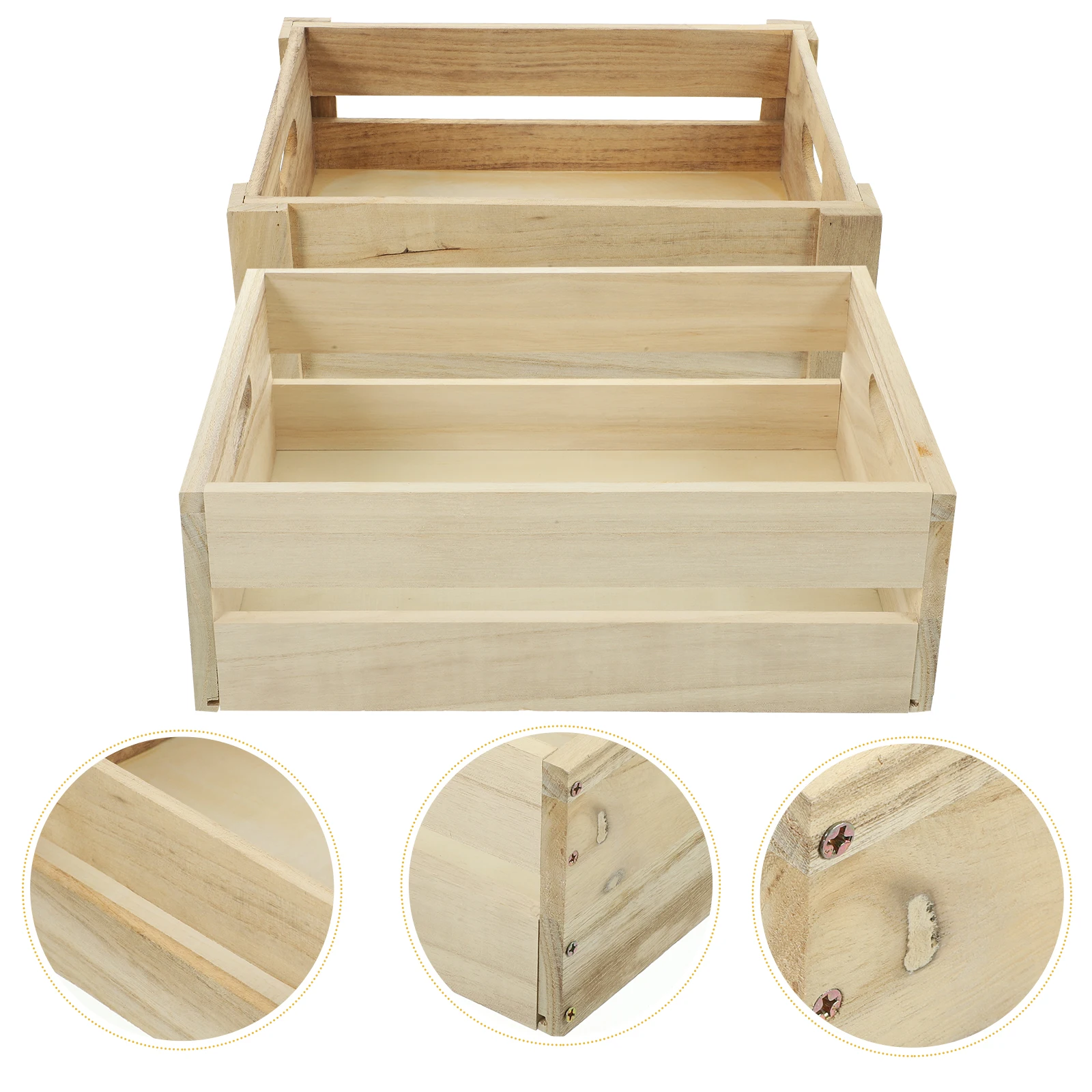 2 قطعة صناديق تخزين خشبية من الخشب الصلب لديكور المزرعة صناديق عتيقة مع مقبض سلة تخزين رمادية لتنظيم المنزل