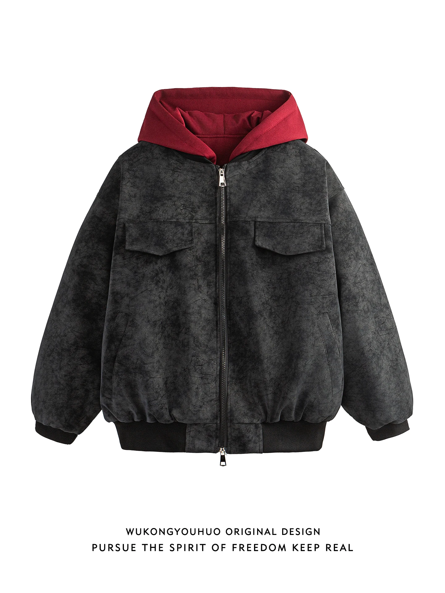 

Утепленная красная хлопковая куртка с капюшоном для мужчин, винтажное кожаное зимнее пальто, теплое повседневное пальто с длинными рукавами на молнии, верхняя одежда