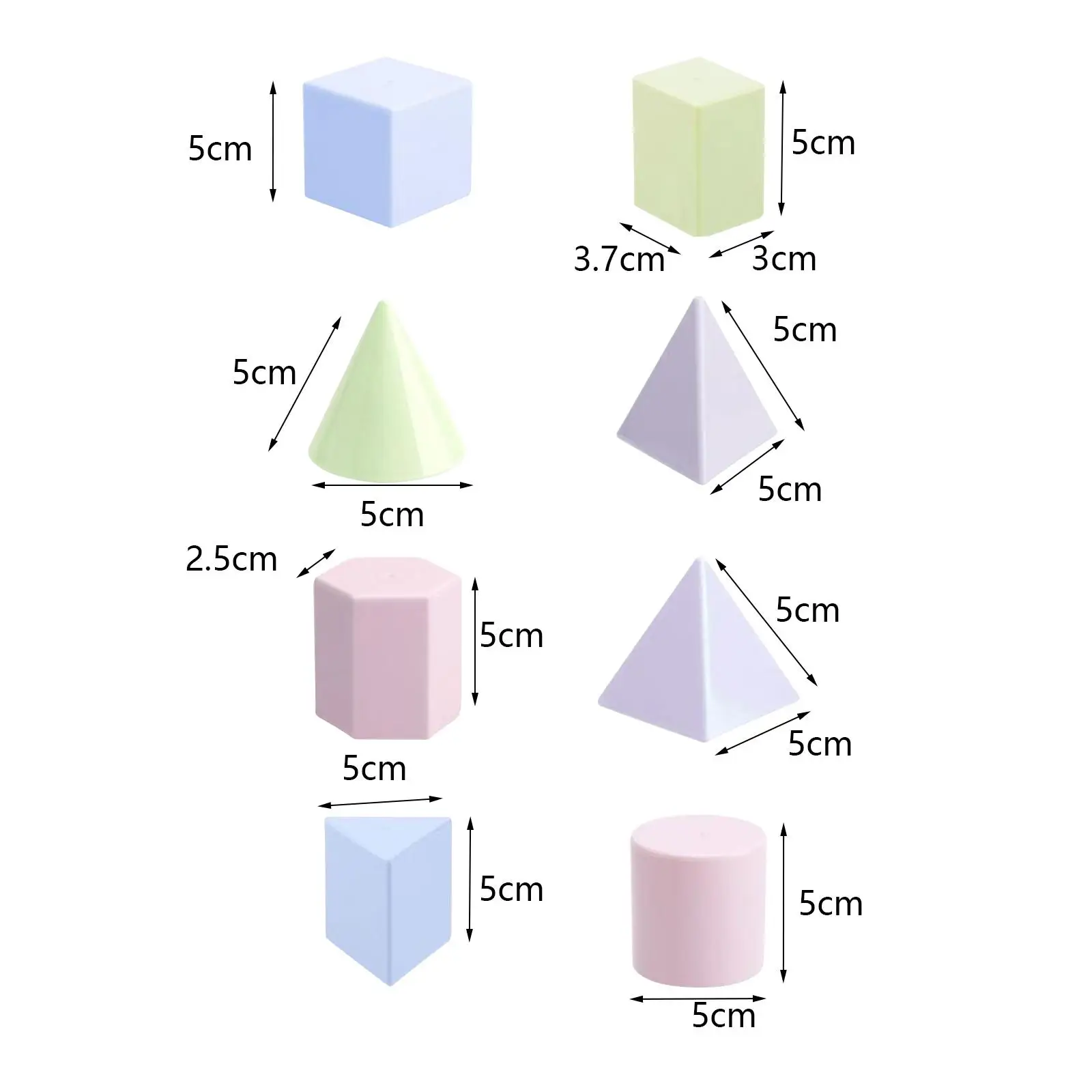 ของเล่นมอนเตสซอรี่รูปทรง3D 8ชิ้นสำหรับเด็กนักเรียนที่บ้านอายุ3 +