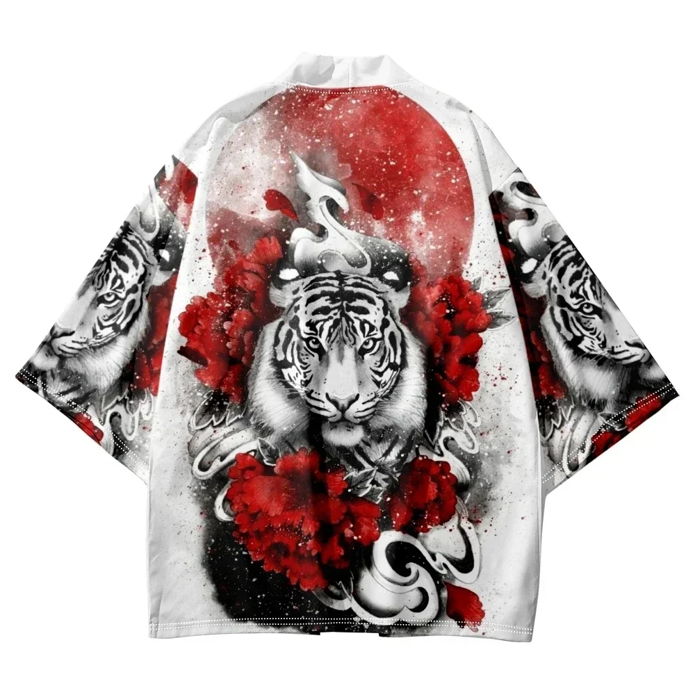 

White Tiger 3D Printed Japanese Kimono Kids Fashion Japan Anime Cosplay Cardigan Yukata Summer Beach Men Women Traditional Haori