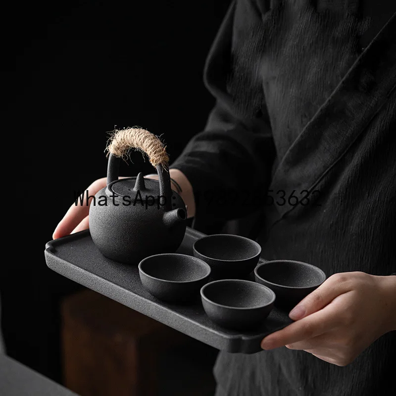

a-15 tea set suit teapot black pottery dry brewing tray teapot suit