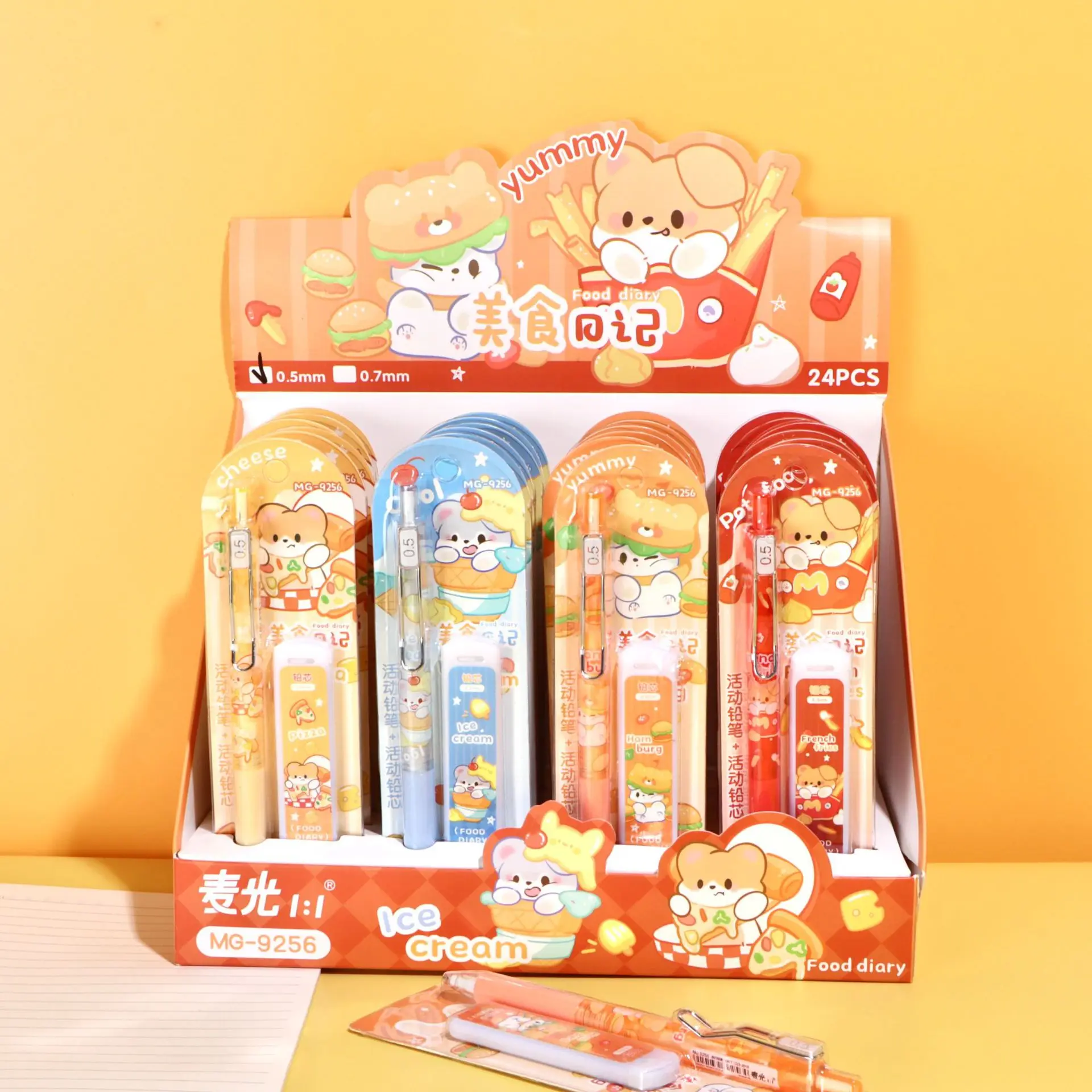 lot-de-24-crayons-mecaniques-ours-papeterie-coreenne-mignonne-pour-l'ecole-accessoires-d'ecriture-pour-etudiants-mine-de-05-mm-recharge-de-crayons