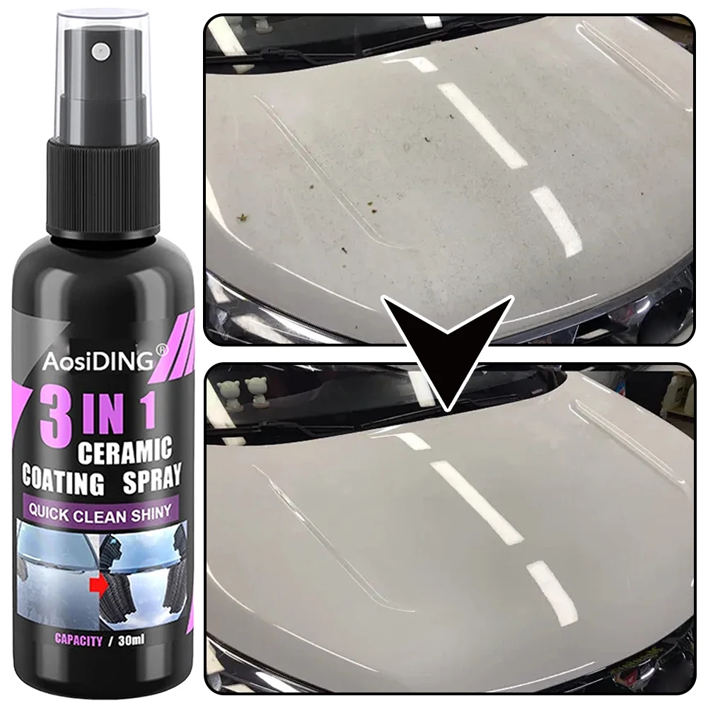 

3 в 1, быстрый автомобильный спрей с керамическим покрытием, высокозащитные средства для обновления поверхностей автомобиля для чистки автомобиля