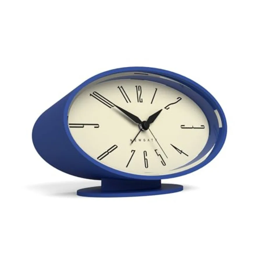 

® Ronnie Alarm Clock Oval Retro Design Blue Soft Rubberised Finish Ideal for Bedside, Desk or Shelf Modern, Retro mid-Century B