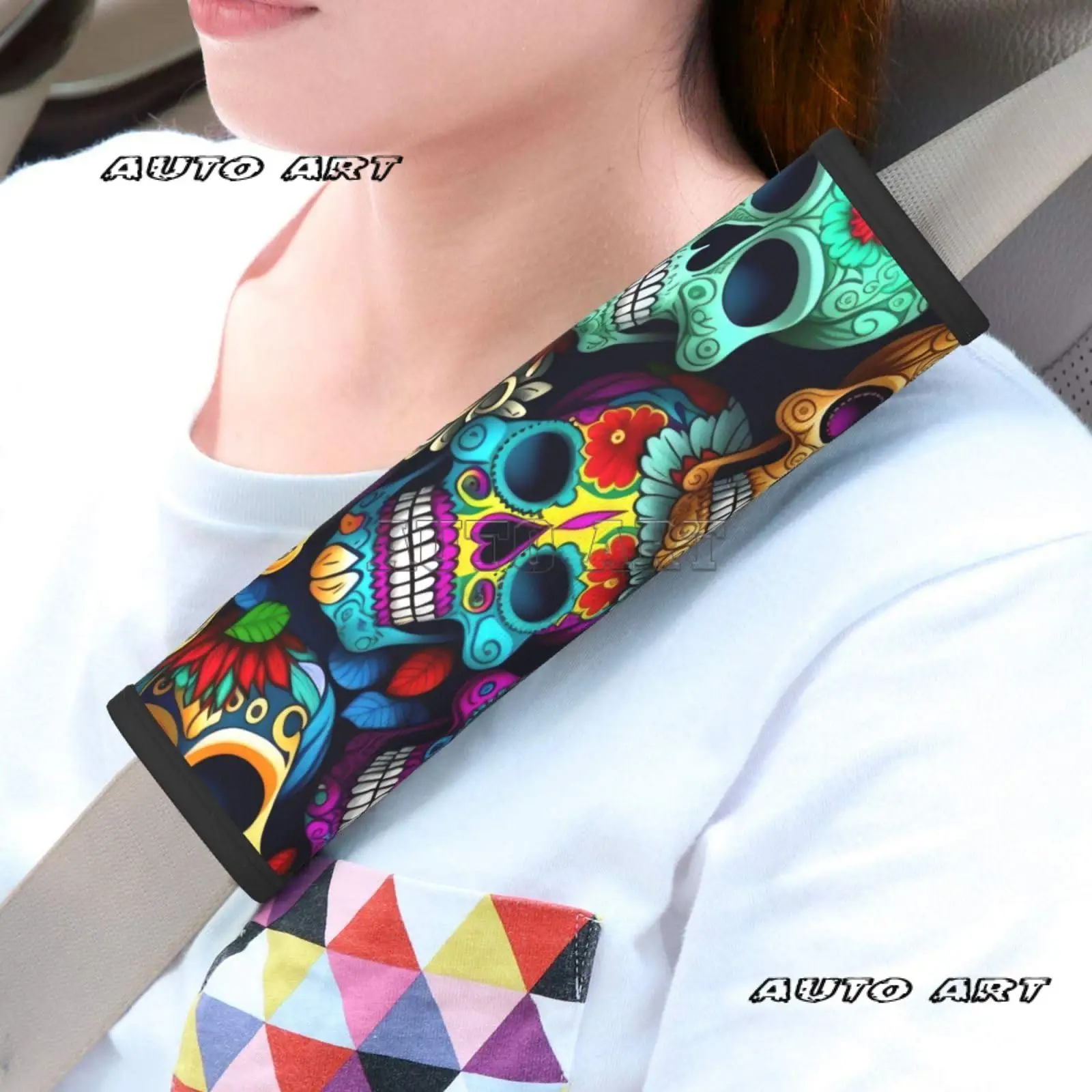 Sugars Skulls 2 PCS Car Seat Belt Pad Cover for Adults, Suitable for Car Seat Belt Backpack Shoulder Bag