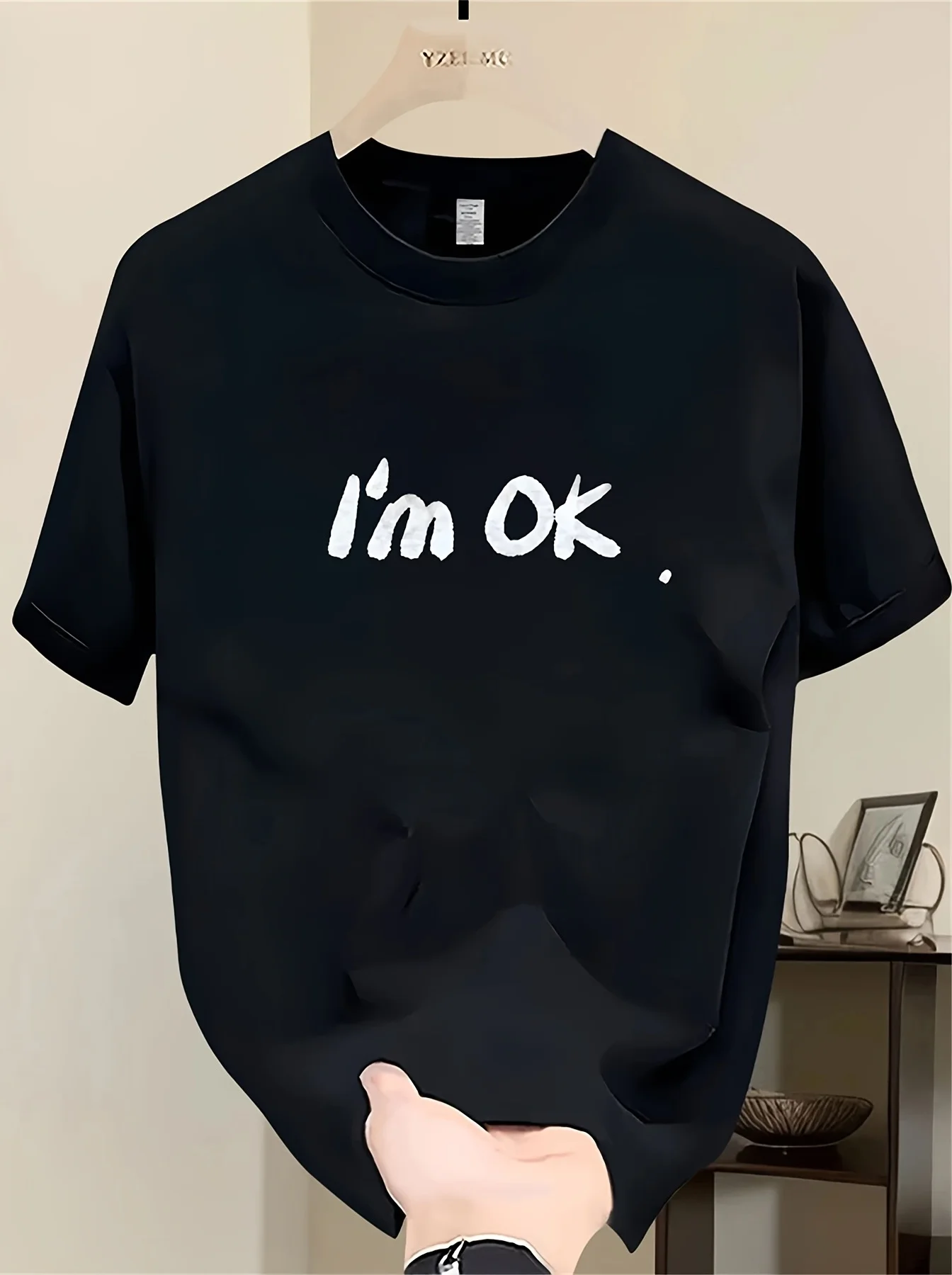 Printed short sleeved T-shirt for men, summer heavyweight pure cotton,Korean version,Japanese printed versatile top