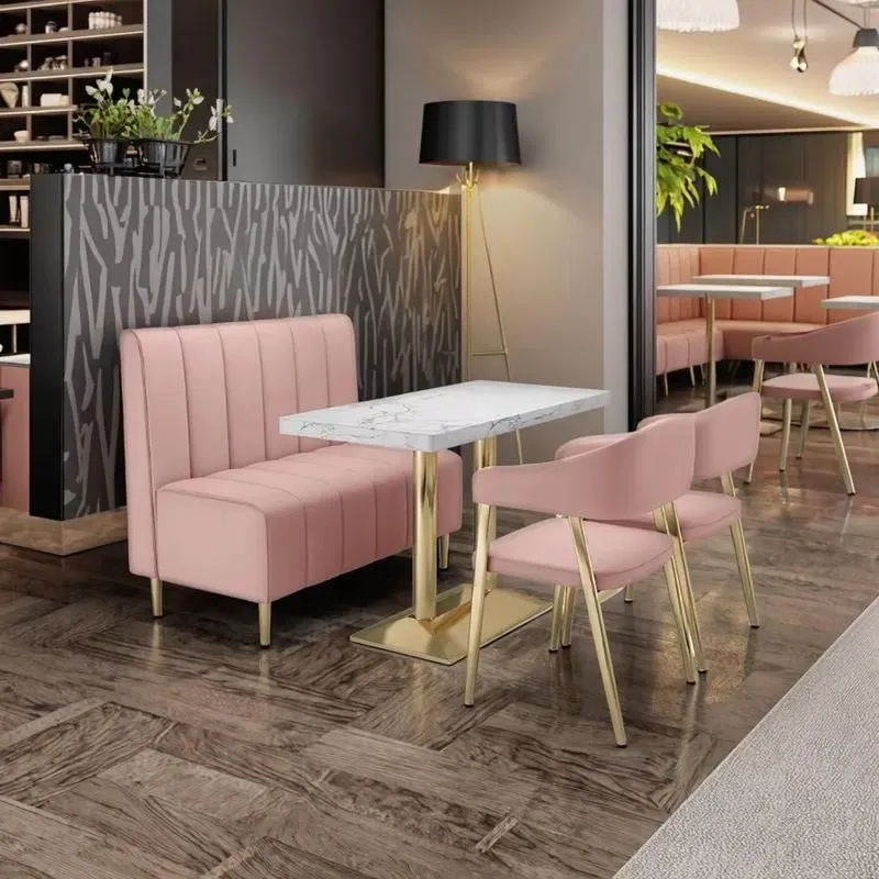 Modern Velvet Fabric Booth Sofa Chair Set for Milk Tea Shop Hot Pot Restaurant Bistro Bar Furniture