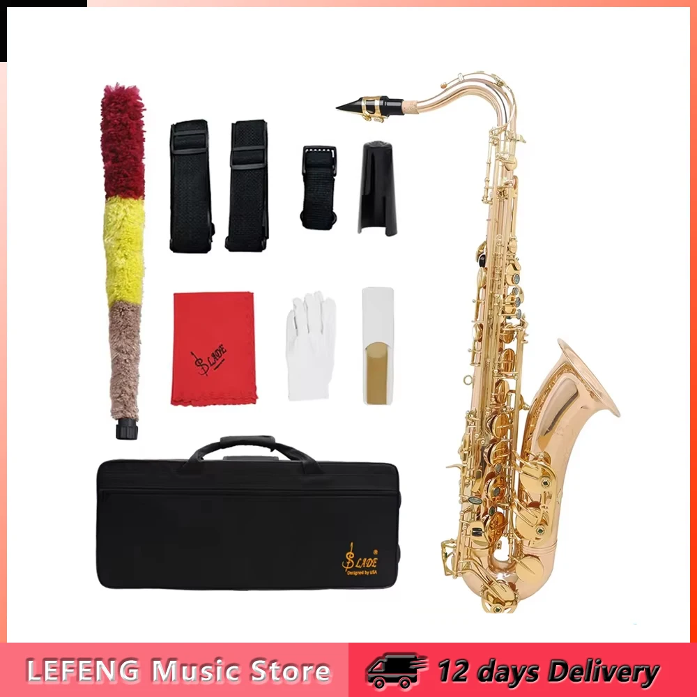 SLADE Tenor Saxophone Brass Body Sax Rose Gold Bb Saxofone Woodwind Instrument with Case Reeds Gloves Parts & Accessories