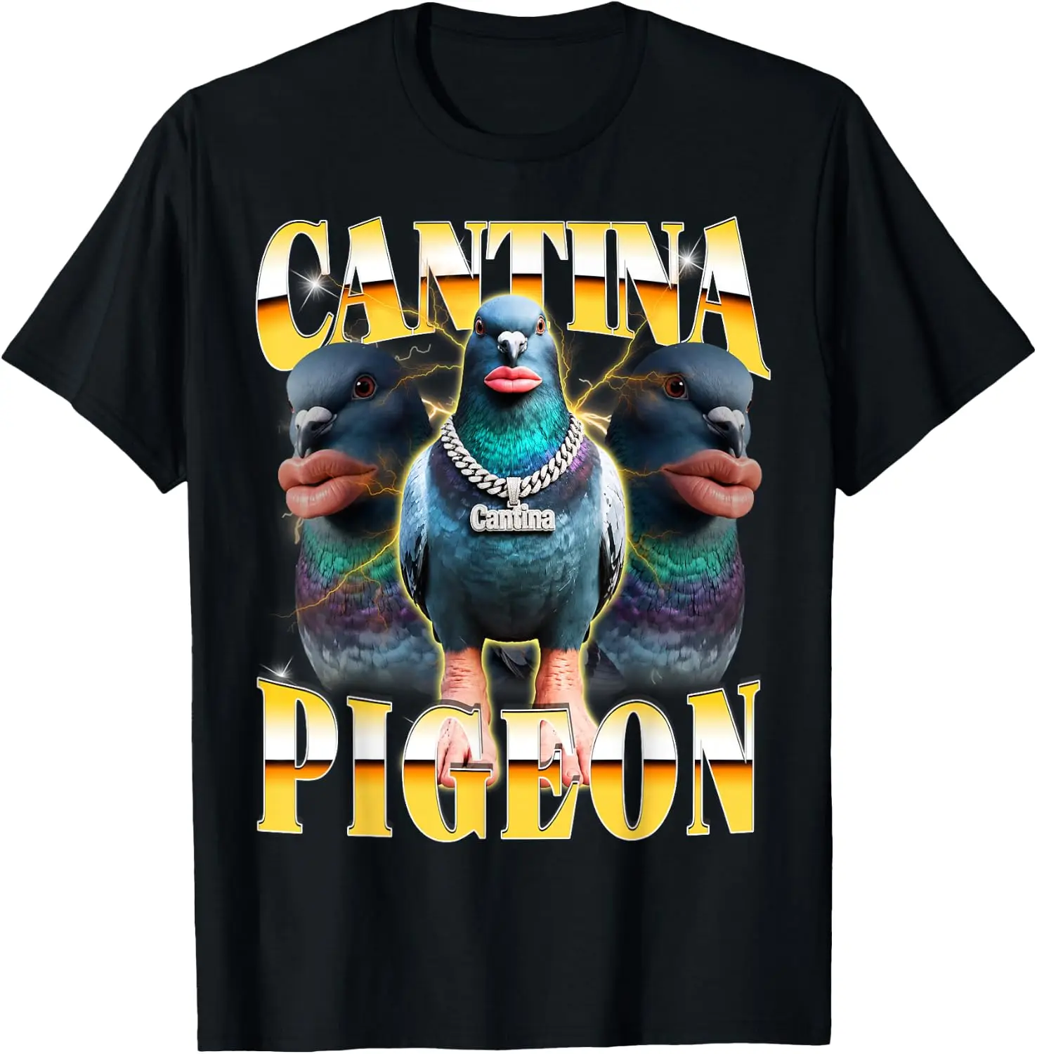 Cantina Pigeon Is Calling Y2K Bootleg Funny Brainrot Meme T-Shirt Unisex Graphic T‑Shirt, Unique [Your Graphic Design] Print Tee, 100% Cotton Soft Breathable Crew Neck Casual Short Sleeve T‑shirt For Men Women Novelty Daily Tops