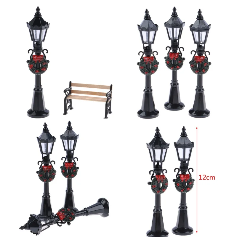 

1Pc 1:12 Dollhouse Miniature Christmas Park Street Lamp Doll Streetlight Toy For Doll house Garden Decoration