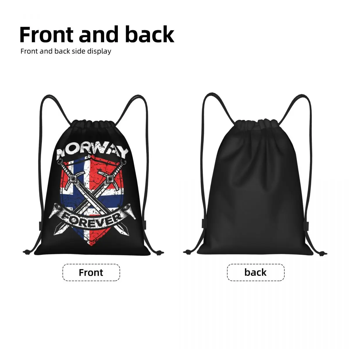 Custom Norway Flag Drawstring Bags for Training Yoga Backpacks Men Women Norwegian Flag Sports Gym Sackpack