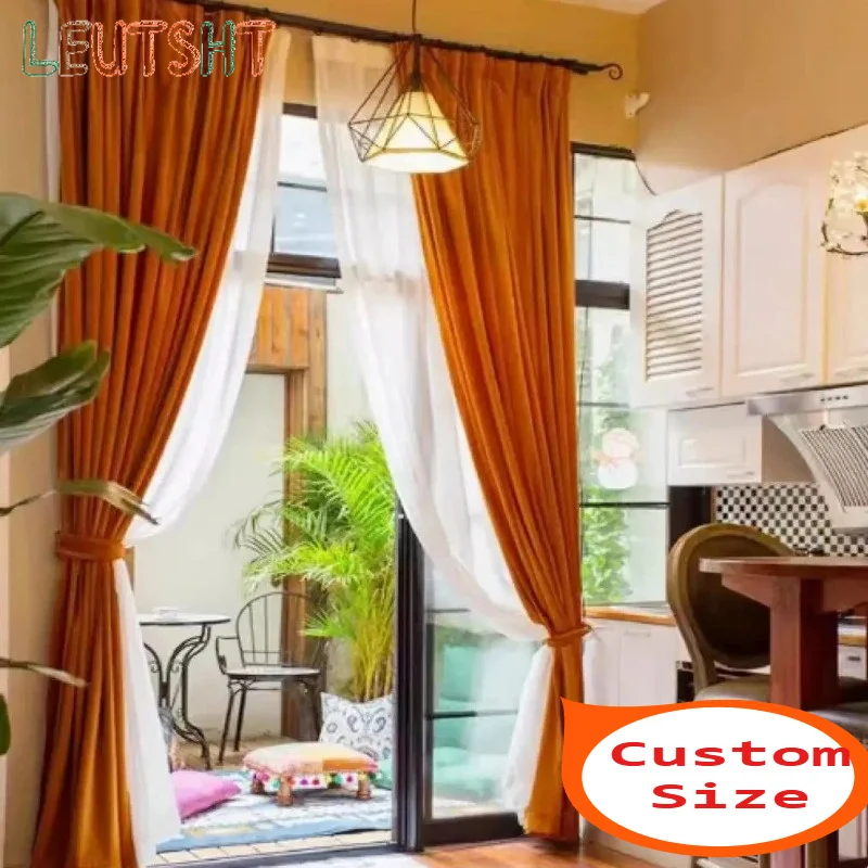 Luxury Thermal Curtains for Living Room Blackout Bedroom Hall Warm velvet Elegant Anti-cold Insulating Fabric Decor Custom Size