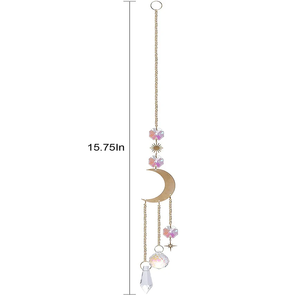 Crystal Moonphase Sun Catcher szkło wiszące Suncatcher wisiorek twórca tęczy Ornament dla Home Office dekoracje ogrodowe prezent