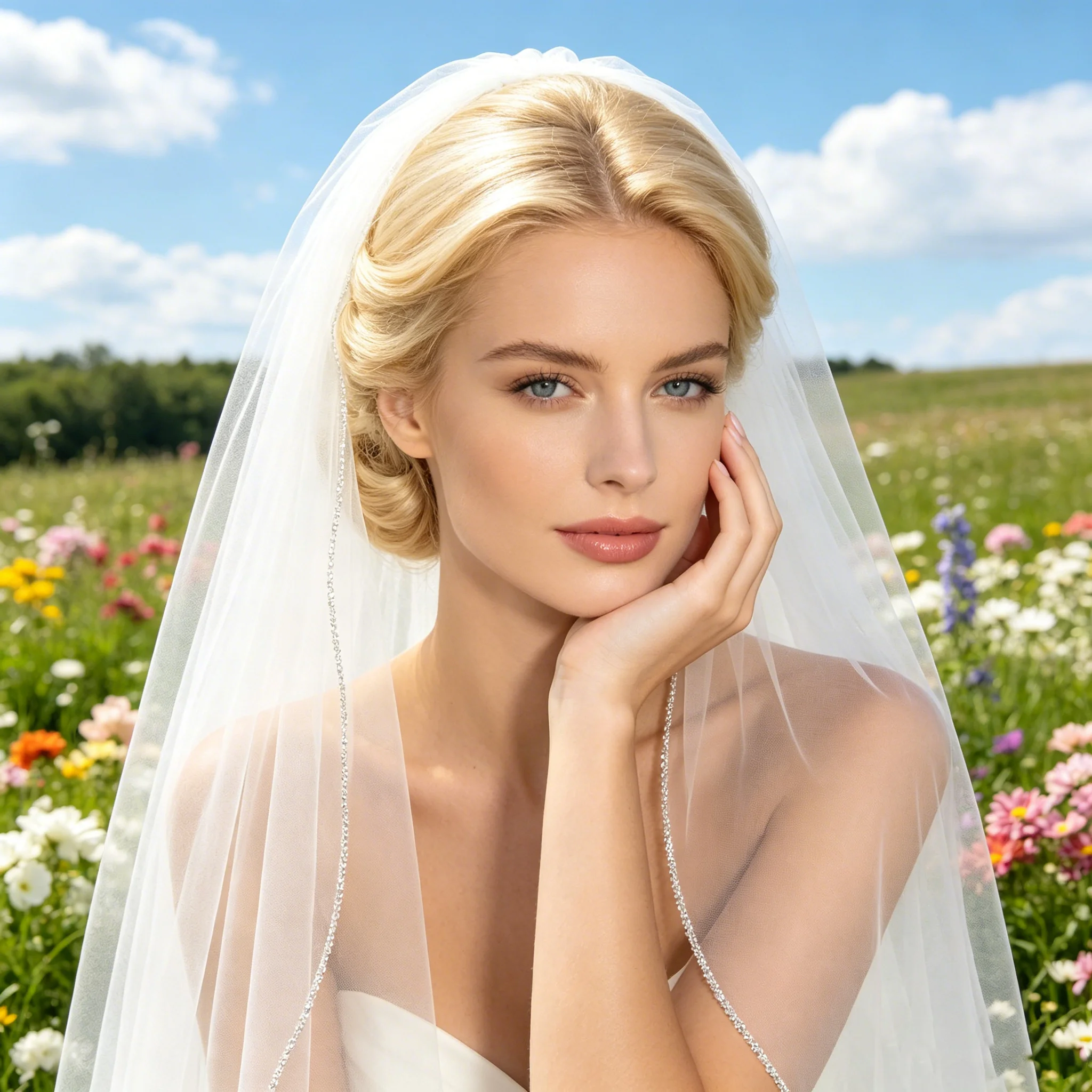 

Bridal Wedding Veil Pearl Crystal Bridal Wedding Veil Beaded Edge Bridal Wedding Veil Multi Size Bridal Wedding Accessories G34