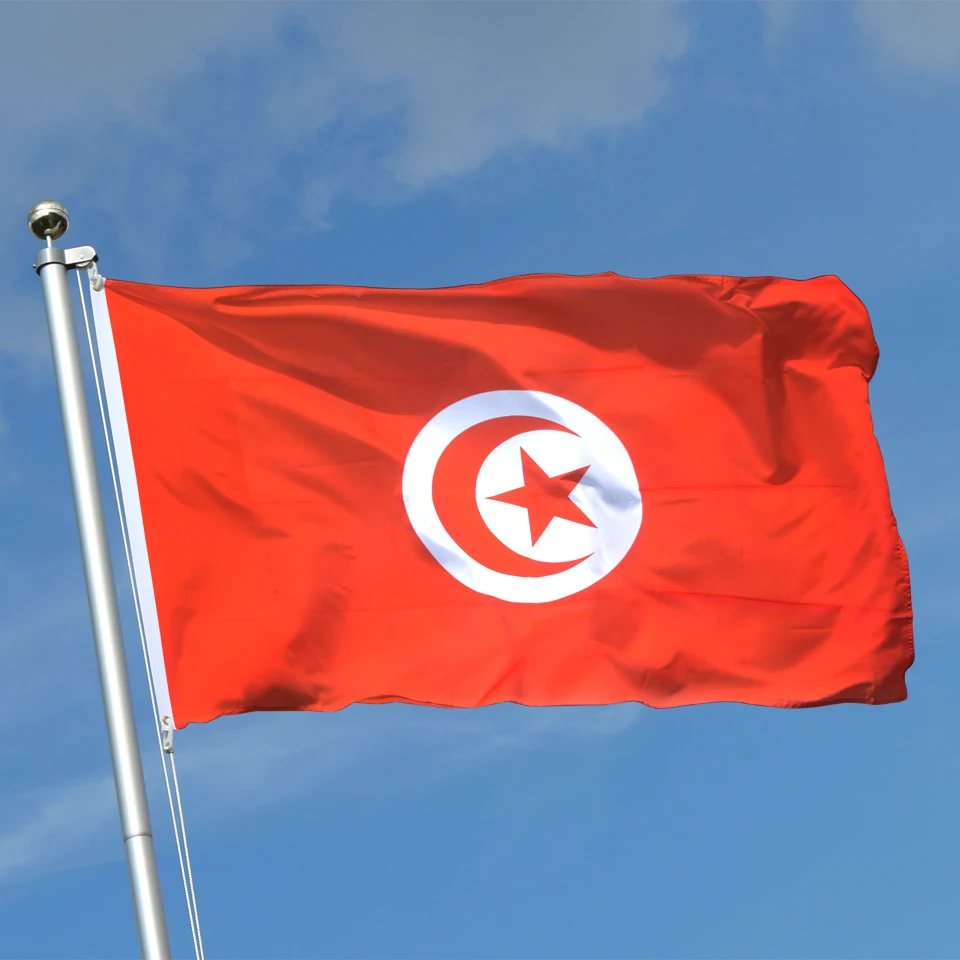 90X150cm TUN TN Tunisia Tunisie Flag Polyester A Red Star And Crescent Tunisian National Flags For Decoration