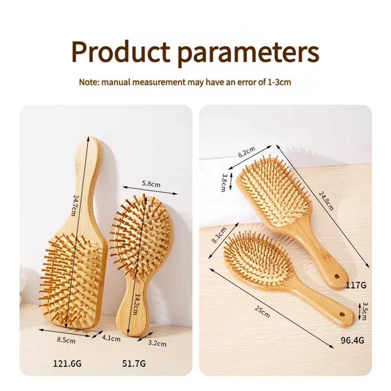 Bamboo Hair Brush Women Styling Hair Comb Hairbrush Wide Teeth Bamboo Combs for Hair Smooth Massage Scalp Brush Barber Comb view 5