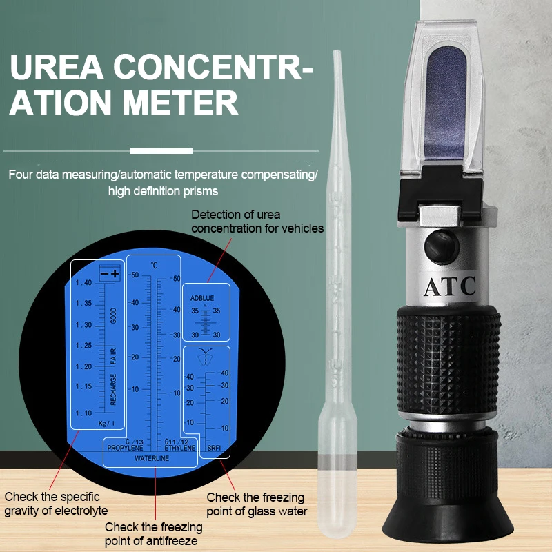 4 in 1 Car Automotive Refractometro Antifreeze Battery Fluid Refractometer Urea Adblue Glass Freezing Point Water Coolant Tester