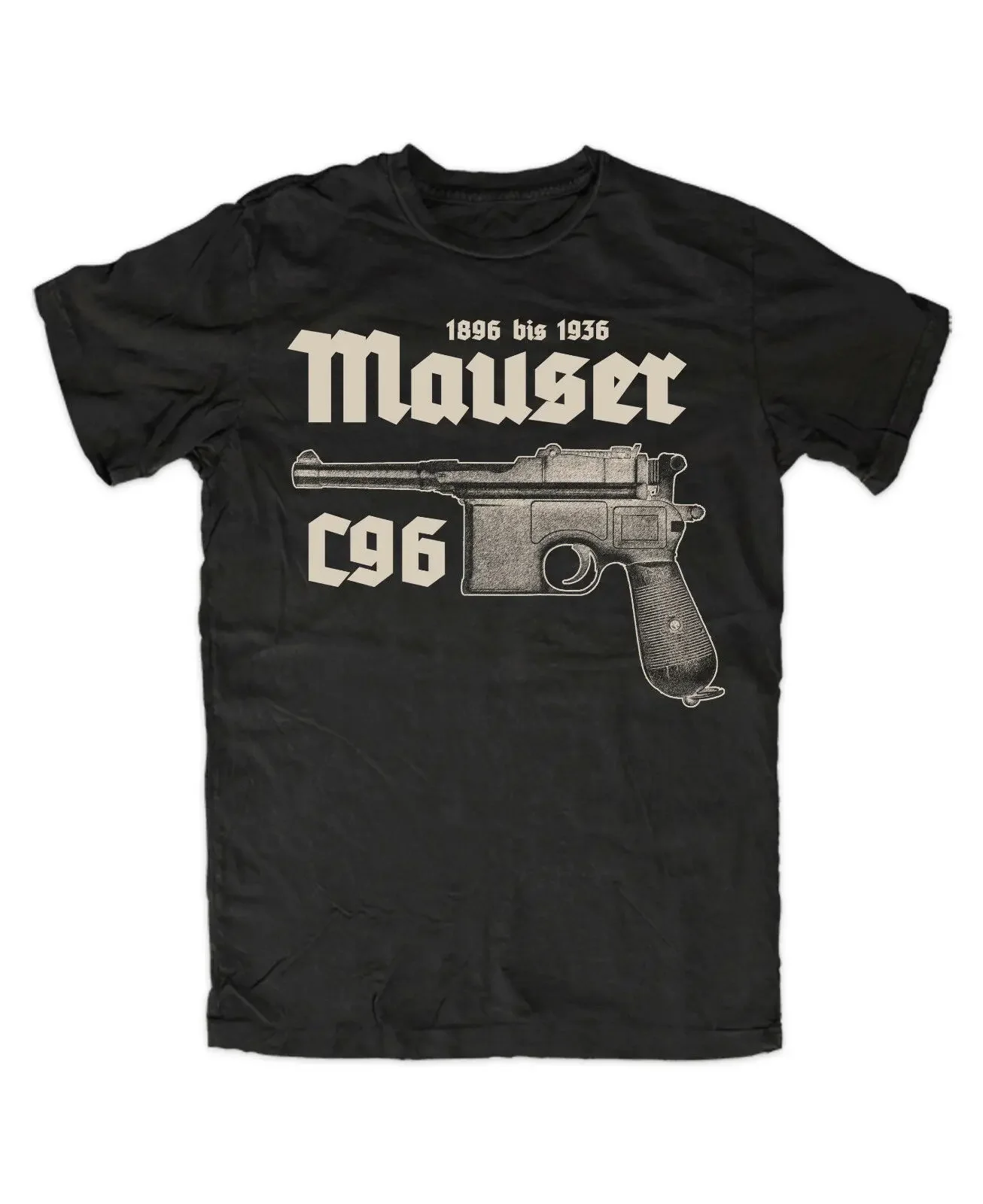 

Mauser C96 Premium T-Shirt Gun 08, Parabellum, Self-Loading Pistol Men TShirt Short Sleeve Casual 100% Cotton O-Neck Shirt