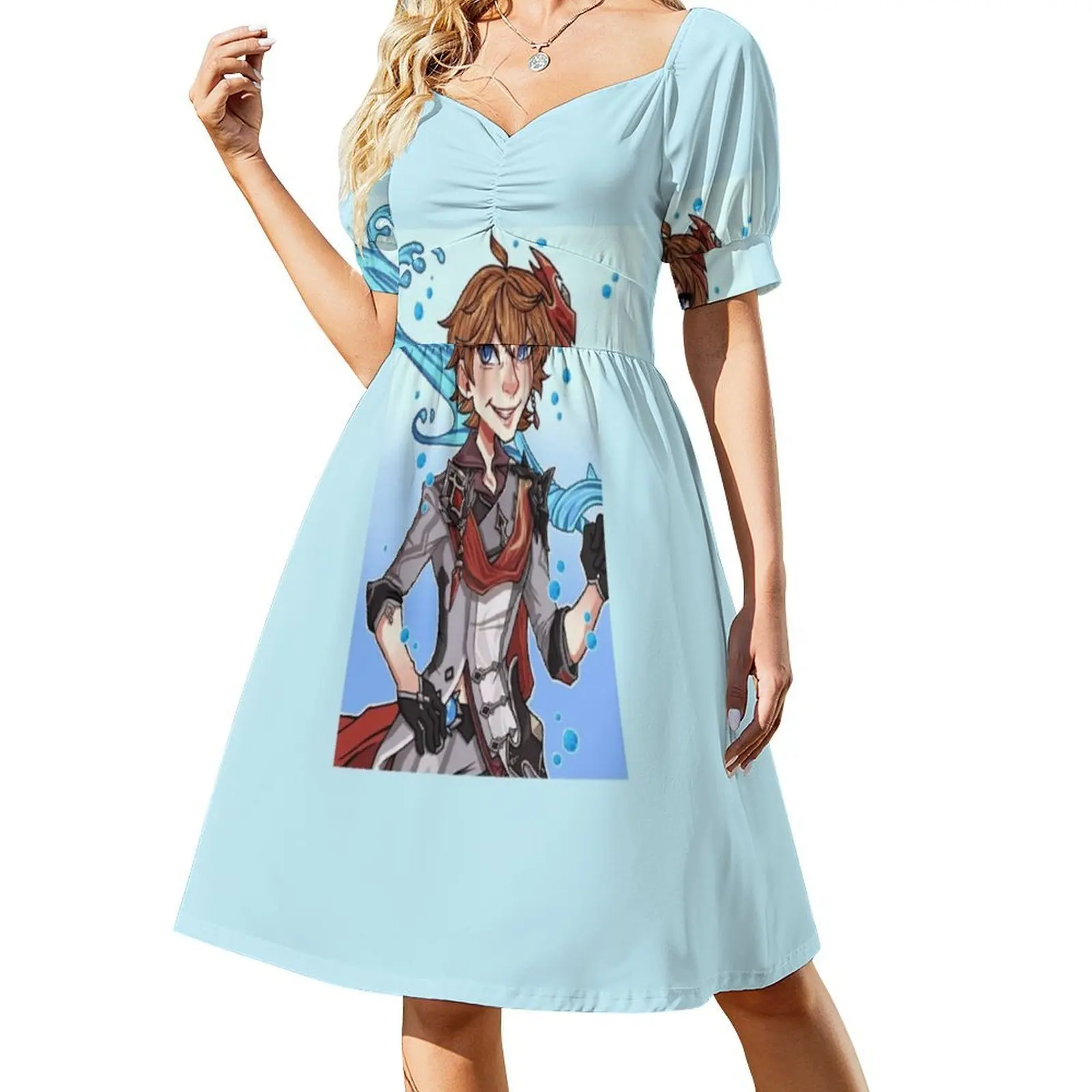 فستان جينشين إمباكت تارتاليا بفتحة عنق على شكل قلب فستان حفلات صيفي أنيق للنساء جينشين إمباكت تارتاليا تشايلد أنيمي