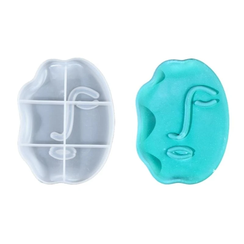 

652F Flexible Distorted Human Face Mold Artistic Twisted Face Silicone Trya Mold for Home Decorations and Gift Making