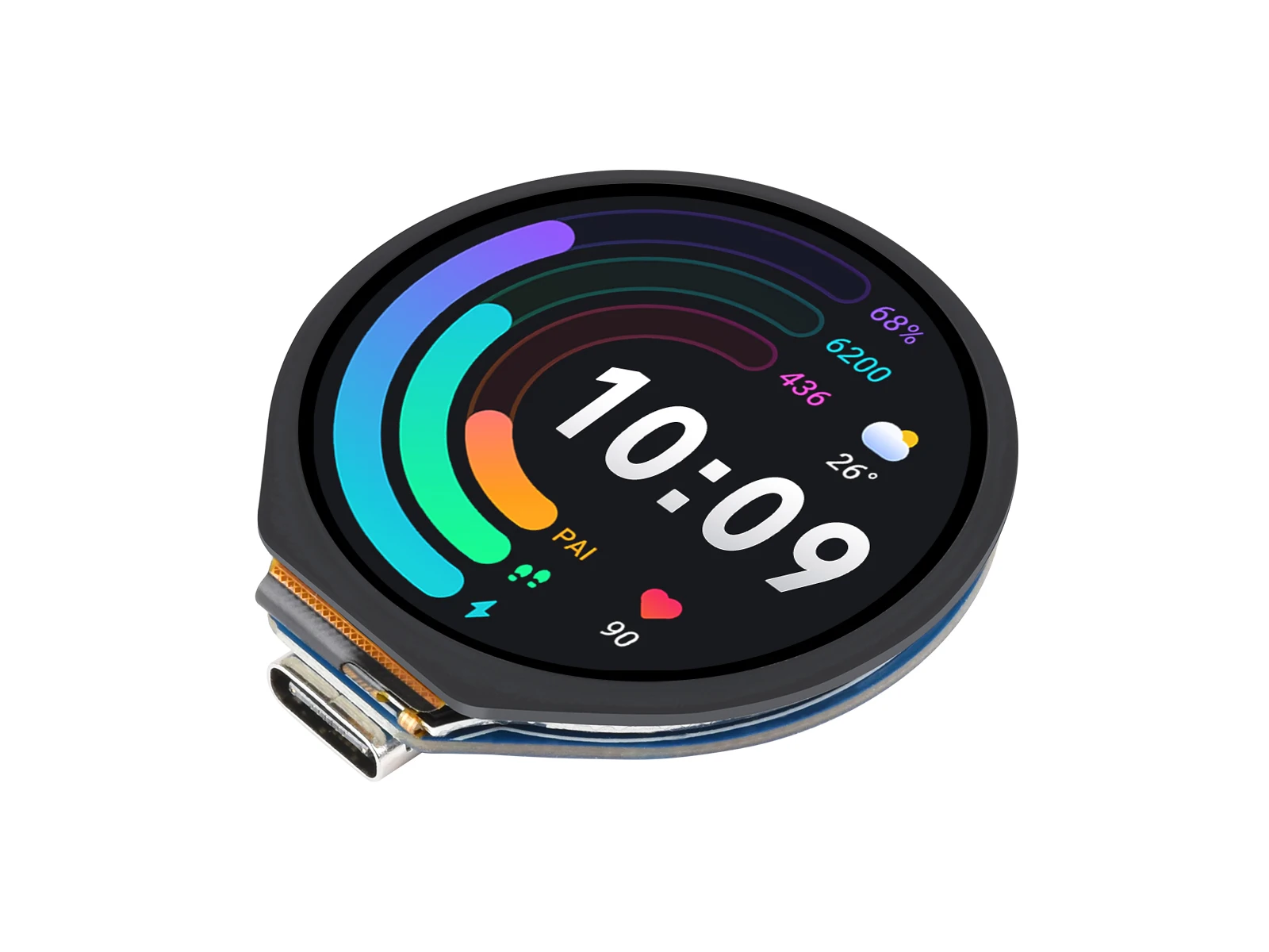 RP2040 Microcontroller Development Board, with 1.28inch Round Touch LCD, Compact size, Accelerometer And Gyroscope Sensor