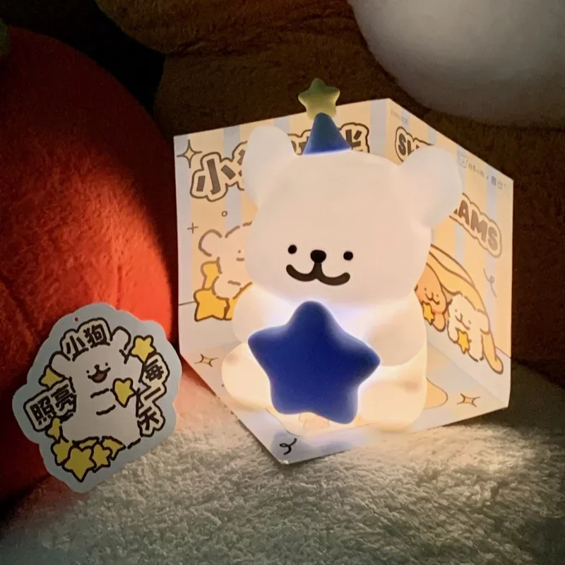 Anime Line Puppy Night Light Anime Figures Night Light Collection Ornaments Pat Light Desk Night Lamp Cute Bedroom Decor