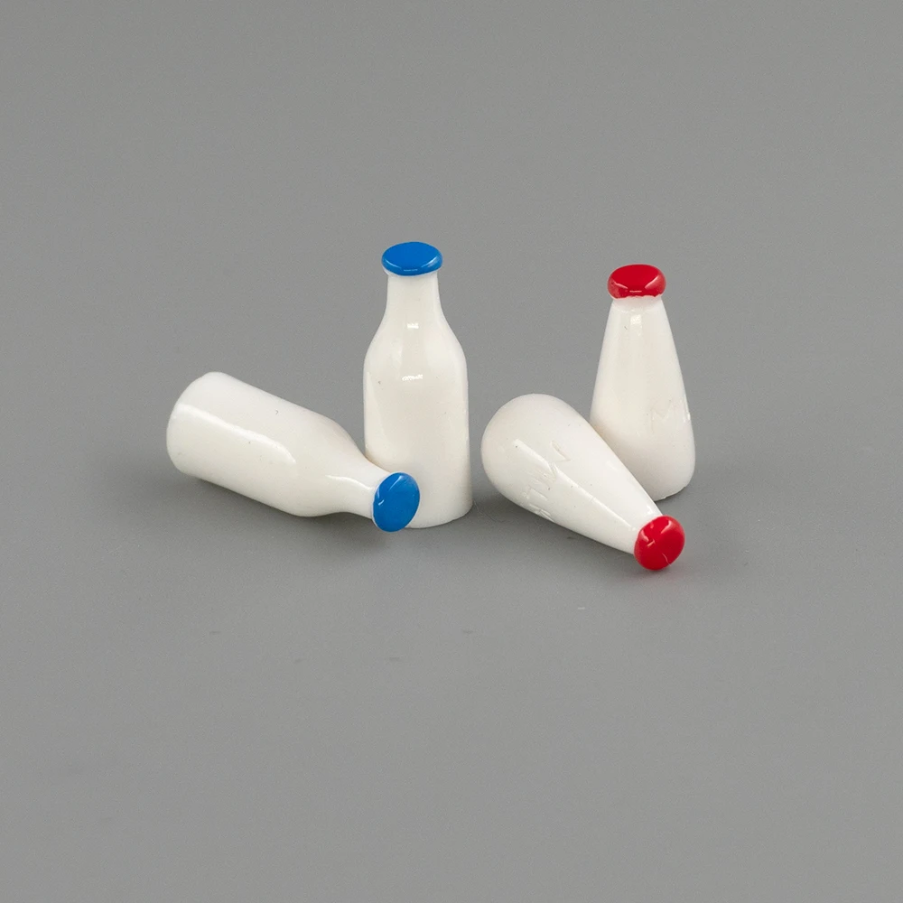 

4Pcs 1/12 Dollhouse Miniature Accessories Mini Resin Milk Bottle Simulation Food Drink Model Toys for Doll House Decoration