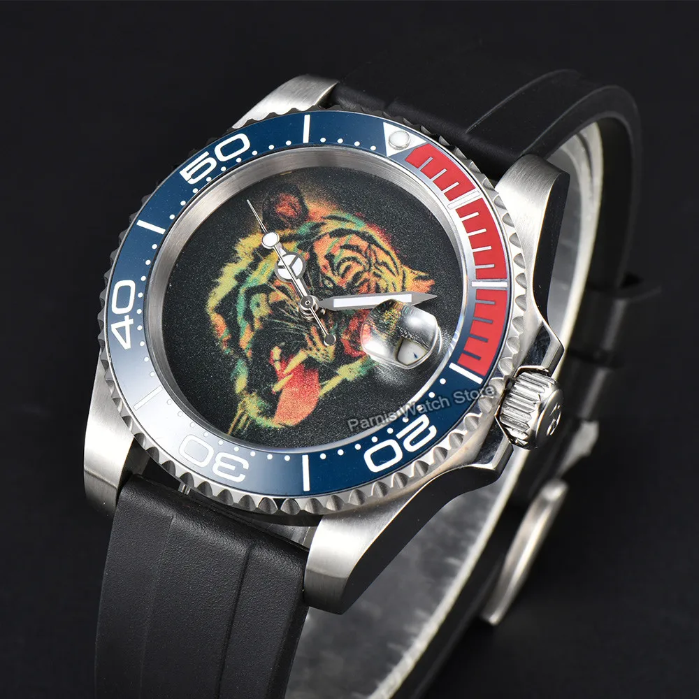 Parnis 40mm Mechanical Watch Fashion Automatic Watch Men Custom Colorful Dial Rotating Bezel