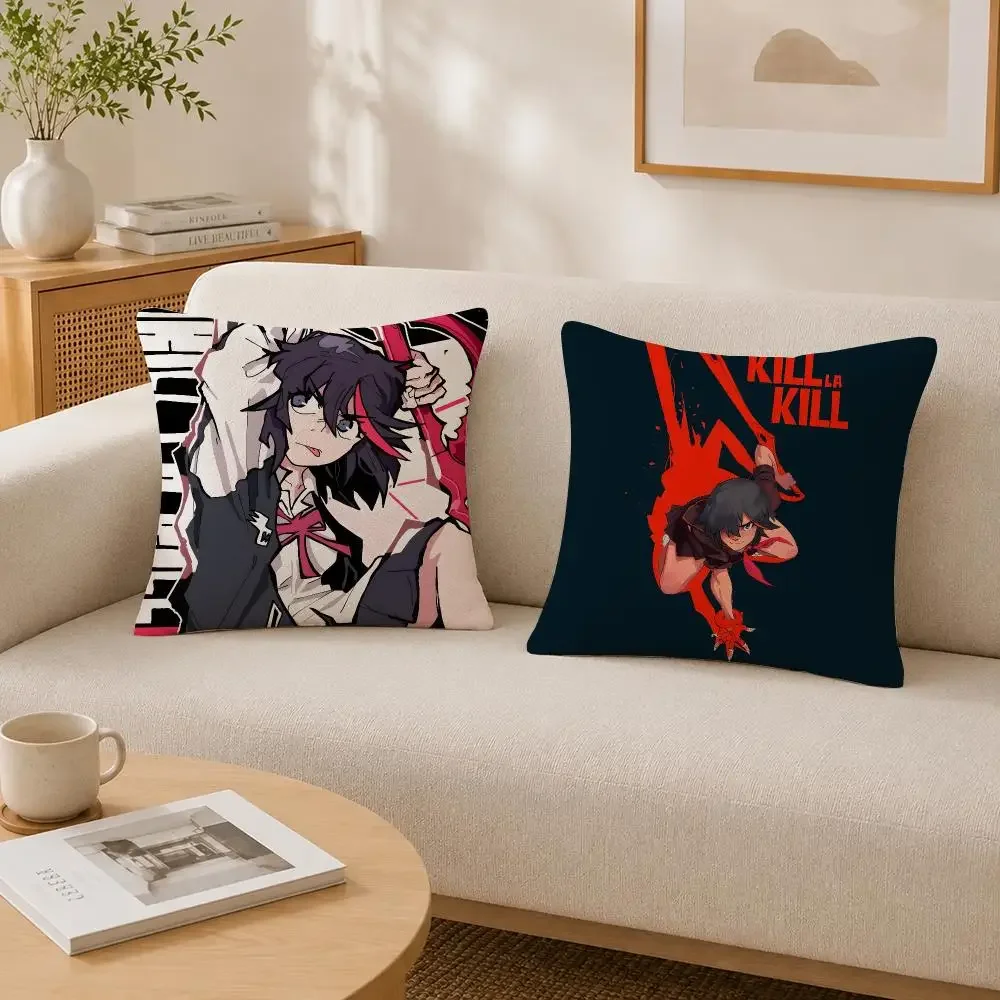 Anime KILL La KILL Cushion Cover Soft Fluffy Short Plush  Pillow Case Throw Decorative for Sofa Bedroom Home Decor