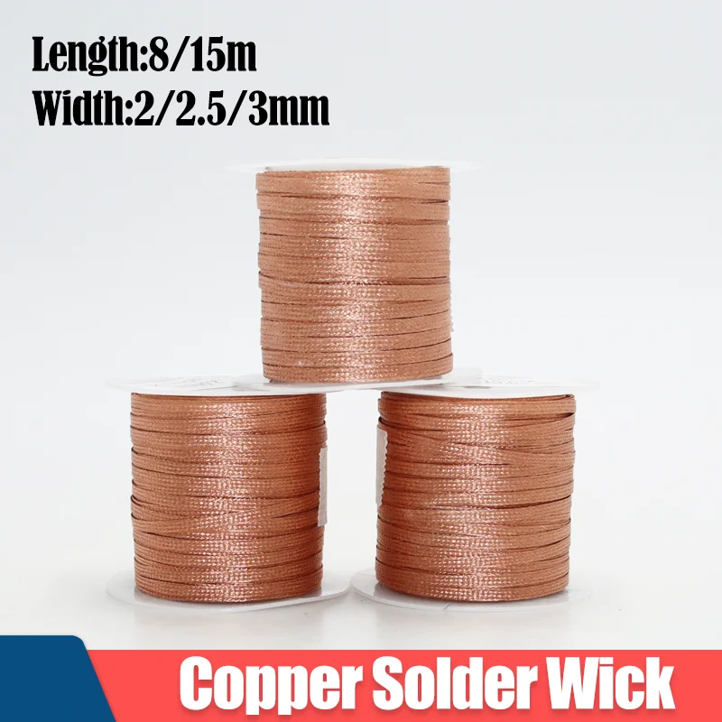 8M 15M Solder Wire Desoldering Copper Mesh Braid Tin Welding Cable Remover Wick Wire Soldering for PCB Circuit Board Repair Tool