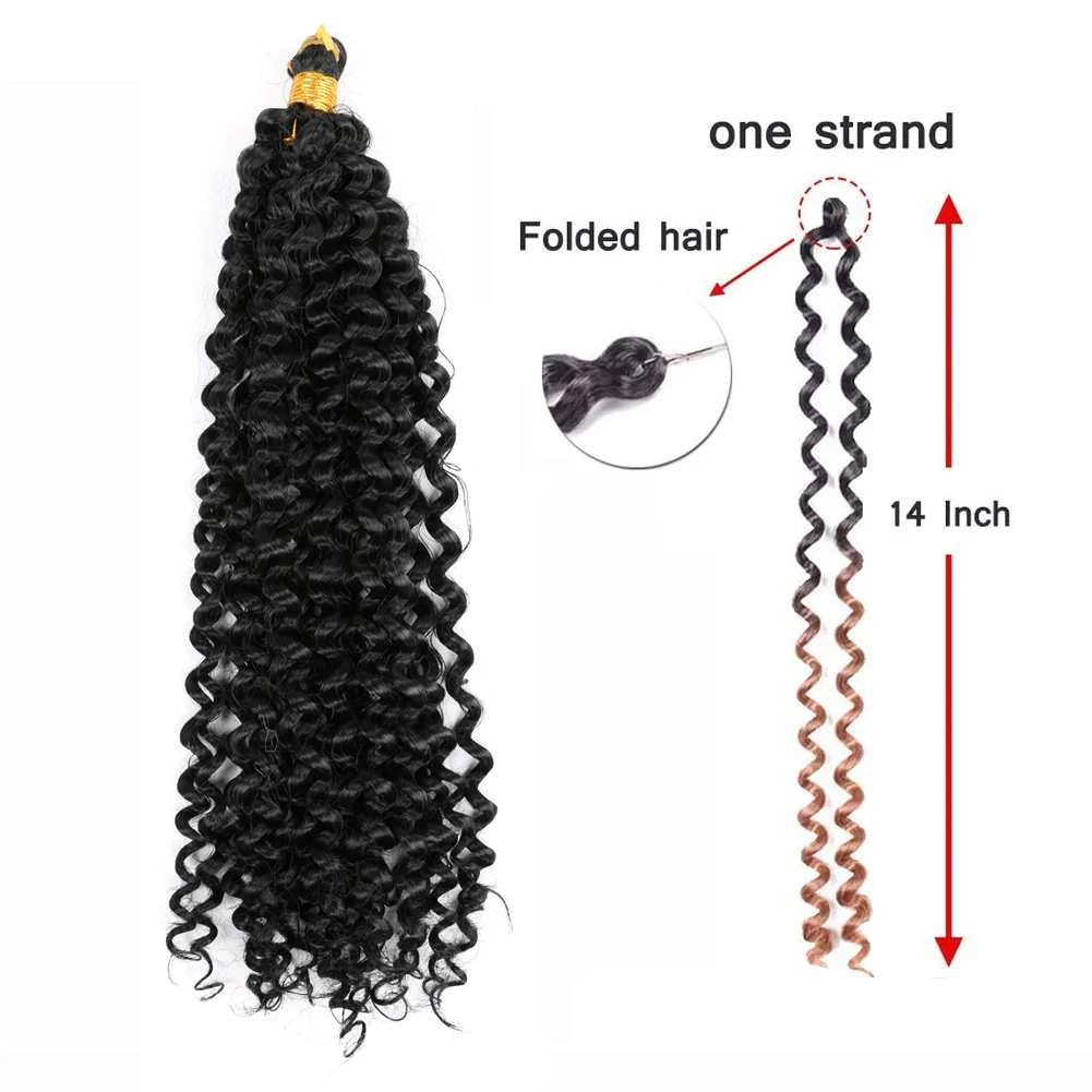 Afro Curls Synthetic Braiding Hair Extensions, Water Wave Hair Bundles, Ombre Braiding Hair, Crochet Braids para mulheres negras