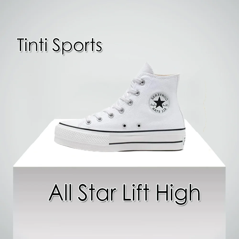 Converse All Star Lift High Top Muffin Bottom Classic Hundred Casual Non-slip High Top Canvas Women's Shoes Premium White